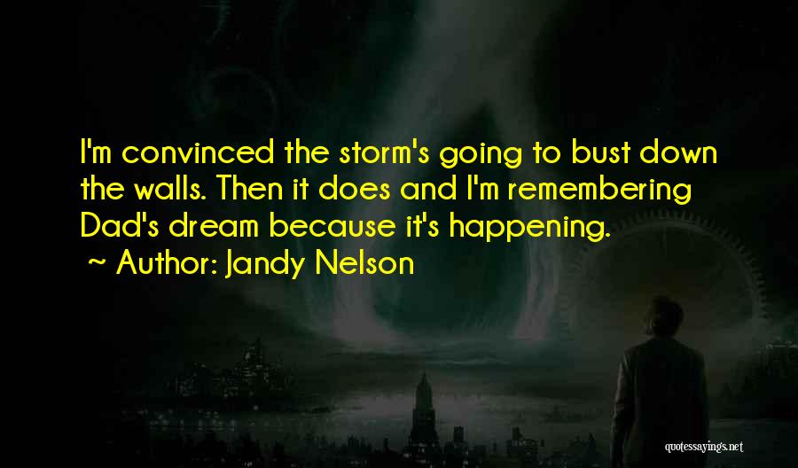 Jandy Nelson Quotes: I'm Convinced The Storm's Going To Bust Down The Walls. Then It Does And I'm Remembering Dad's Dream Because It's