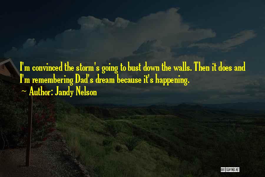 Jandy Nelson Quotes: I'm Convinced The Storm's Going To Bust Down The Walls. Then It Does And I'm Remembering Dad's Dream Because It's