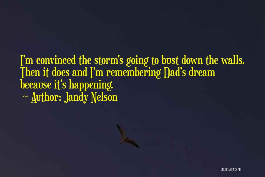 Jandy Nelson Quotes: I'm Convinced The Storm's Going To Bust Down The Walls. Then It Does And I'm Remembering Dad's Dream Because It's