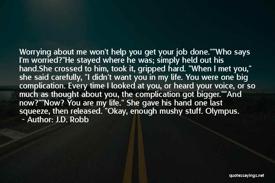 J.D. Robb Quotes: Worrying About Me Won't Help You Get Your Job Done.who Says I'm Worried?he Stayed Where He Was; Simply Held Out