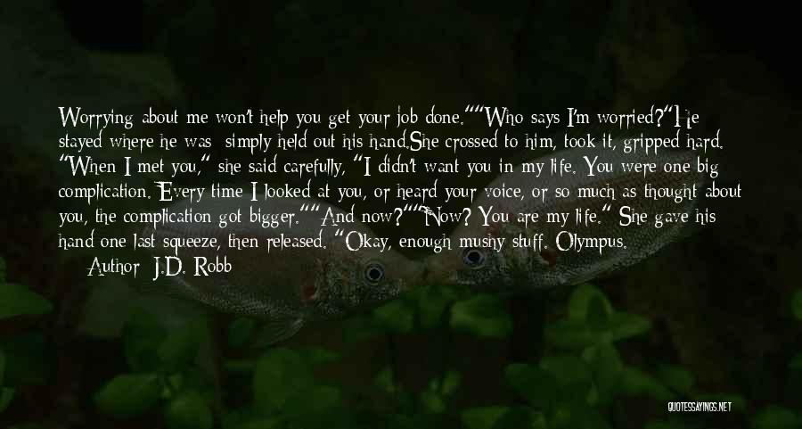 J.D. Robb Quotes: Worrying About Me Won't Help You Get Your Job Done.who Says I'm Worried?he Stayed Where He Was; Simply Held Out