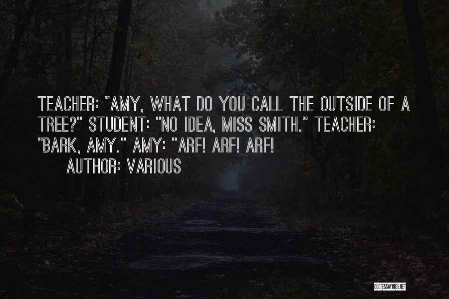 Various Quotes: Teacher: Amy, What Do You Call The Outside Of A Tree? Student: No Idea, Miss Smith. Teacher: Bark, Amy. Amy: