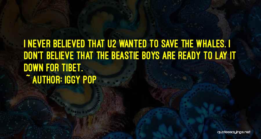 Iggy Pop Quotes: I Never Believed That U2 Wanted To Save The Whales. I Don't Believe That The Beastie Boys Are Ready To