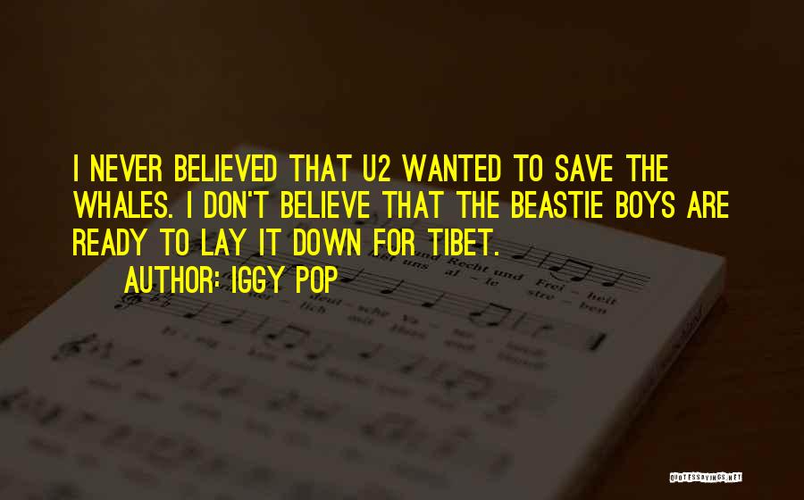 Iggy Pop Quotes: I Never Believed That U2 Wanted To Save The Whales. I Don't Believe That The Beastie Boys Are Ready To