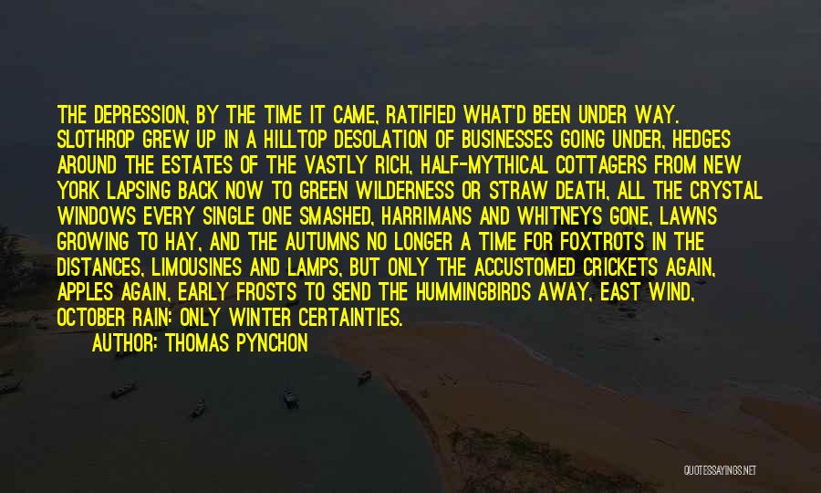 Thomas Pynchon Quotes: The Depression, By The Time It Came, Ratified What'd Been Under Way. Slothrop Grew Up In A Hilltop Desolation Of