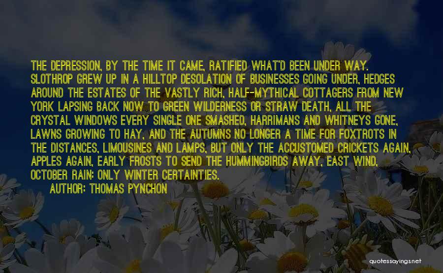 Thomas Pynchon Quotes: The Depression, By The Time It Came, Ratified What'd Been Under Way. Slothrop Grew Up In A Hilltop Desolation Of