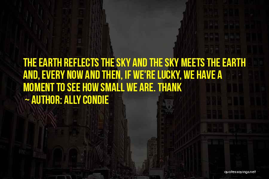Ally Condie Quotes: The Earth Reflects The Sky And The Sky Meets The Earth And, Every Now And Then, If We're Lucky, We