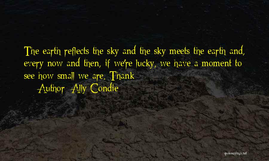 Ally Condie Quotes: The Earth Reflects The Sky And The Sky Meets The Earth And, Every Now And Then, If We're Lucky, We