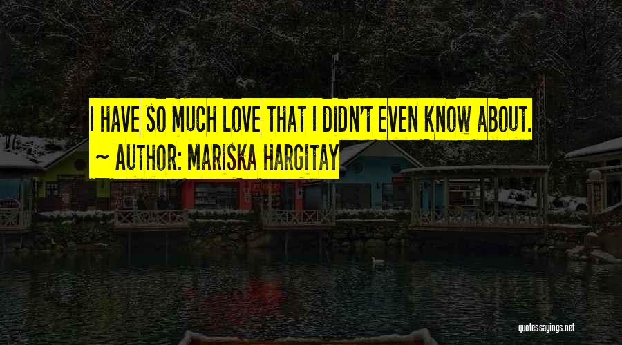 Mariska Hargitay Quotes: I Have So Much Love That I Didn't Even Know About.