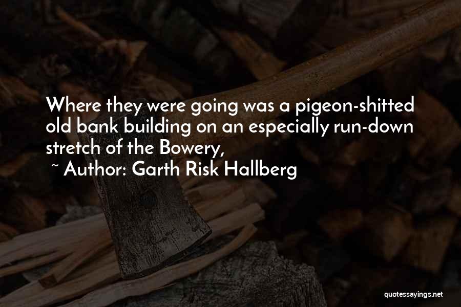 Garth Risk Hallberg Quotes: Where They Were Going Was A Pigeon-shitted Old Bank Building On An Especially Run-down Stretch Of The Bowery,