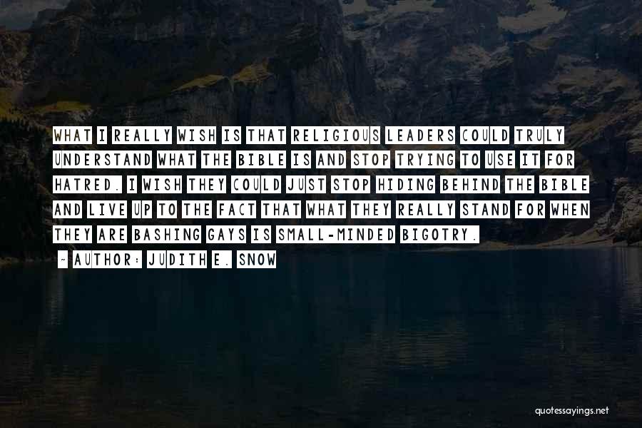 Judith E. Snow Quotes: What I Really Wish Is That Religious Leaders Could Truly Understand What The Bible Is And Stop Trying To Use