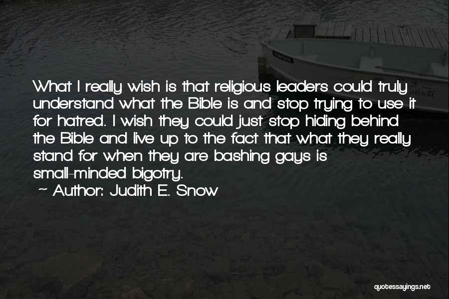 Judith E. Snow Quotes: What I Really Wish Is That Religious Leaders Could Truly Understand What The Bible Is And Stop Trying To Use