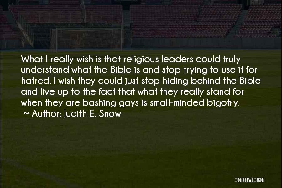 Judith E. Snow Quotes: What I Really Wish Is That Religious Leaders Could Truly Understand What The Bible Is And Stop Trying To Use