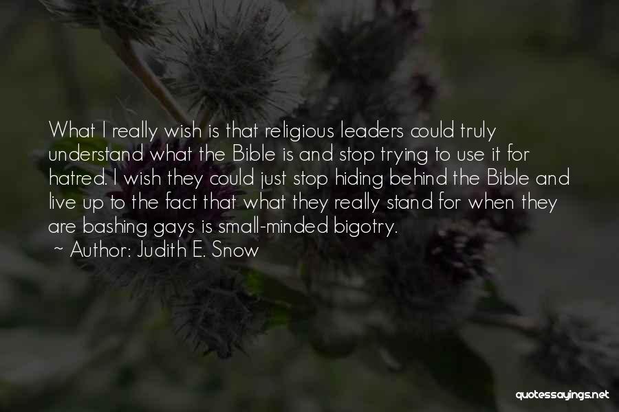 Judith E. Snow Quotes: What I Really Wish Is That Religious Leaders Could Truly Understand What The Bible Is And Stop Trying To Use