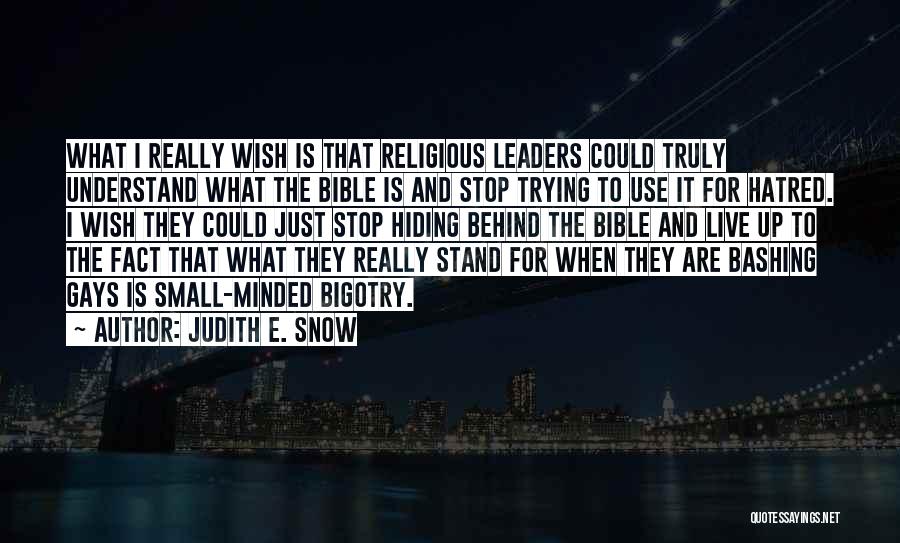Judith E. Snow Quotes: What I Really Wish Is That Religious Leaders Could Truly Understand What The Bible Is And Stop Trying To Use