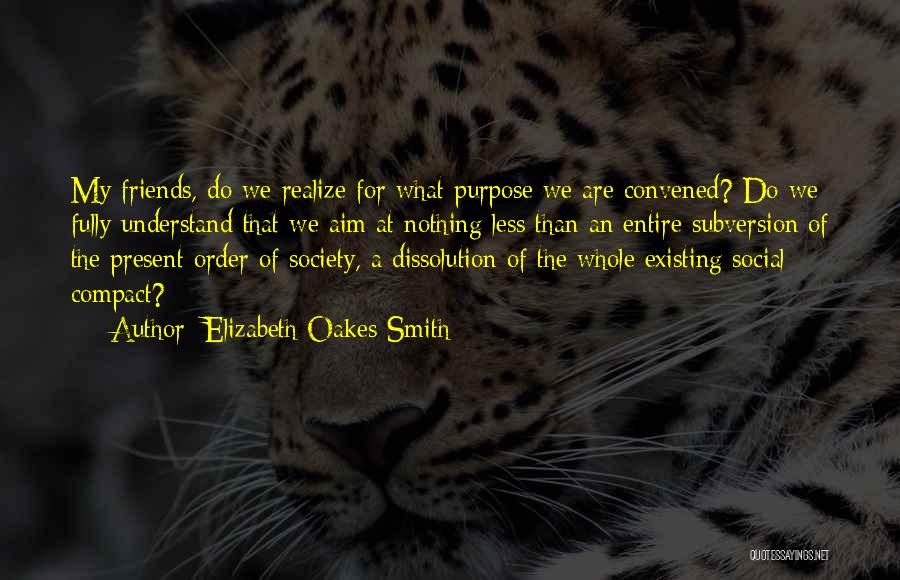 Elizabeth Oakes Smith Quotes: My Friends, Do We Realize For What Purpose We Are Convened? Do We Fully Understand That We Aim At Nothing