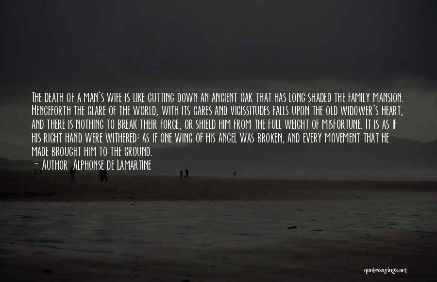 Alphonse De Lamartine Quotes: The Death Of A Man's Wife Is Like Cutting Down An Ancient Oak That Has Long Shaded The Family Mansion.