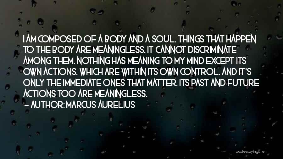 Marcus Aurelius Quotes: I Am Composed Of A Body And A Soul. Things That Happen To The Body Are Meaningless. It Cannot Discriminate
