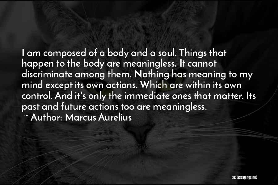 Marcus Aurelius Quotes: I Am Composed Of A Body And A Soul. Things That Happen To The Body Are Meaningless. It Cannot Discriminate