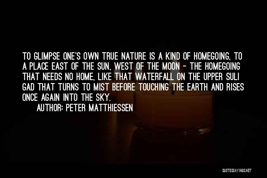 Peter Matthiessen Quotes: To Glimpse One's Own True Nature Is A Kind Of Homegoing, To A Place East Of The Sun, West Of