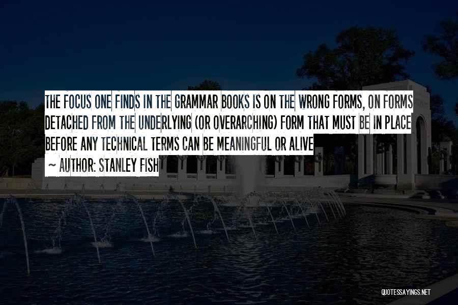 Stanley Fish Quotes: The Focus One Finds In The Grammar Books Is On The Wrong Forms, On Forms Detached From The Underlying (or