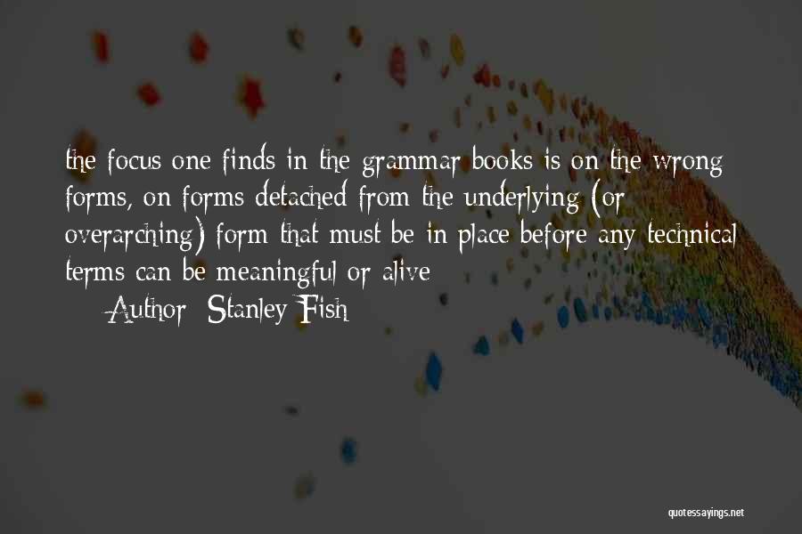 Stanley Fish Quotes: The Focus One Finds In The Grammar Books Is On The Wrong Forms, On Forms Detached From The Underlying (or