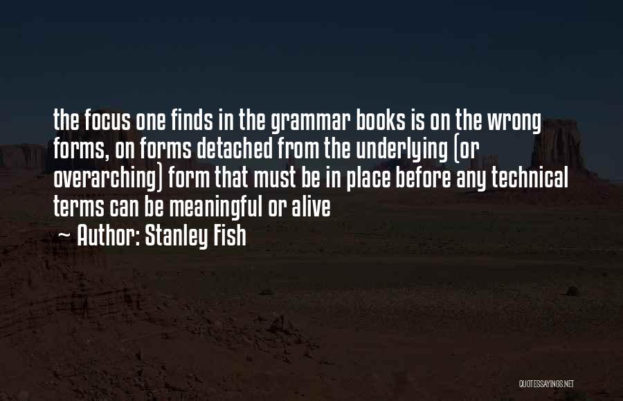 Stanley Fish Quotes: The Focus One Finds In The Grammar Books Is On The Wrong Forms, On Forms Detached From The Underlying (or