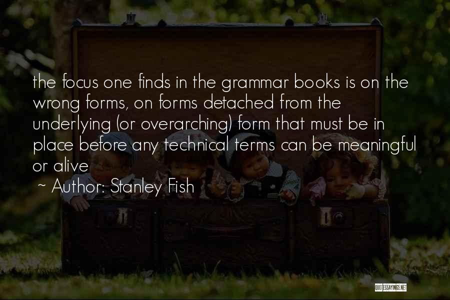 Stanley Fish Quotes: The Focus One Finds In The Grammar Books Is On The Wrong Forms, On Forms Detached From The Underlying (or