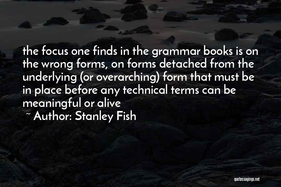 Stanley Fish Quotes: The Focus One Finds In The Grammar Books Is On The Wrong Forms, On Forms Detached From The Underlying (or