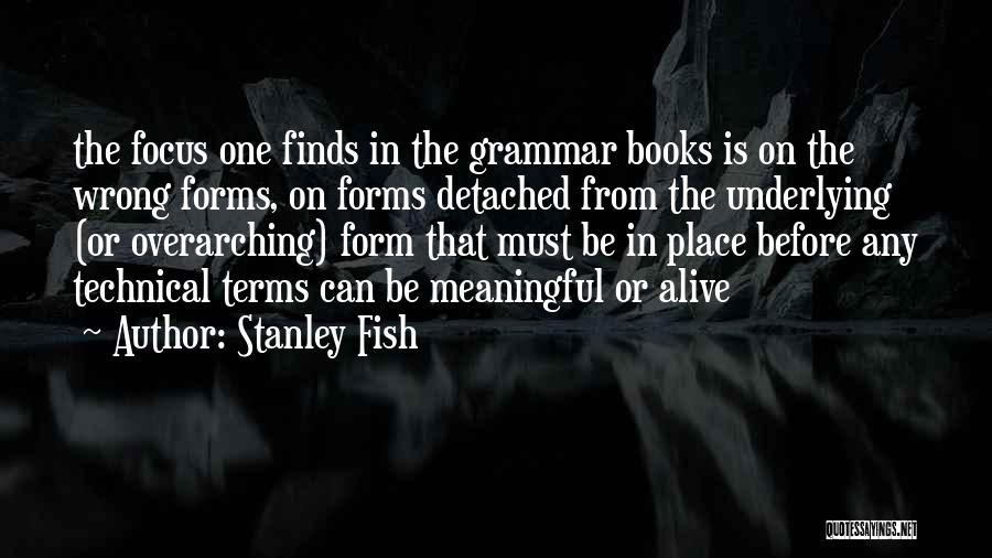 Stanley Fish Quotes: The Focus One Finds In The Grammar Books Is On The Wrong Forms, On Forms Detached From The Underlying (or