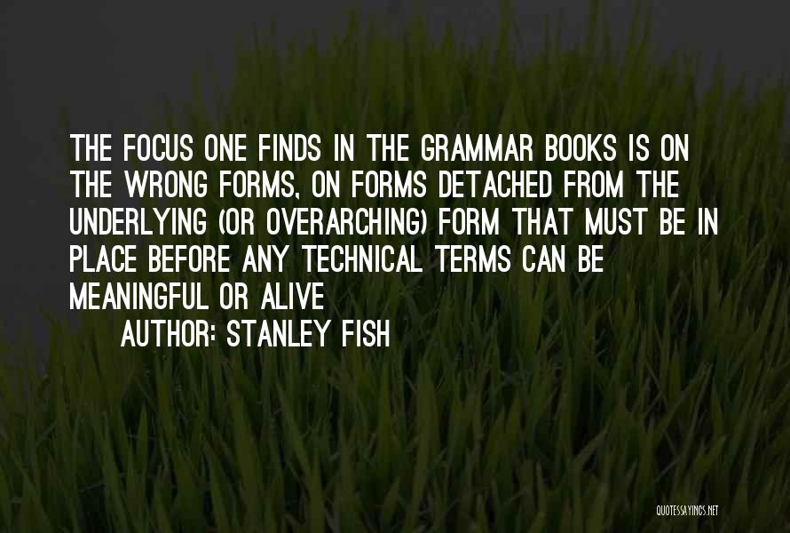 Stanley Fish Quotes: The Focus One Finds In The Grammar Books Is On The Wrong Forms, On Forms Detached From The Underlying (or