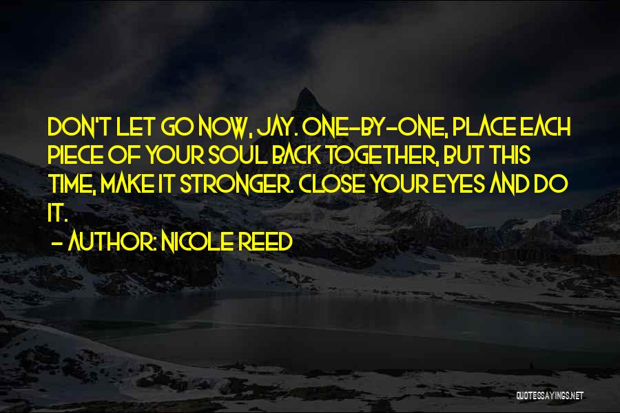 Nicole Reed Quotes: Don't Let Go Now, Jay. One-by-one, Place Each Piece Of Your Soul Back Together, But This Time, Make It Stronger.