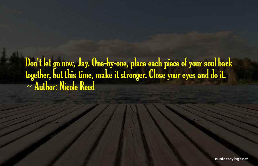 Nicole Reed Quotes: Don't Let Go Now, Jay. One-by-one, Place Each Piece Of Your Soul Back Together, But This Time, Make It Stronger.