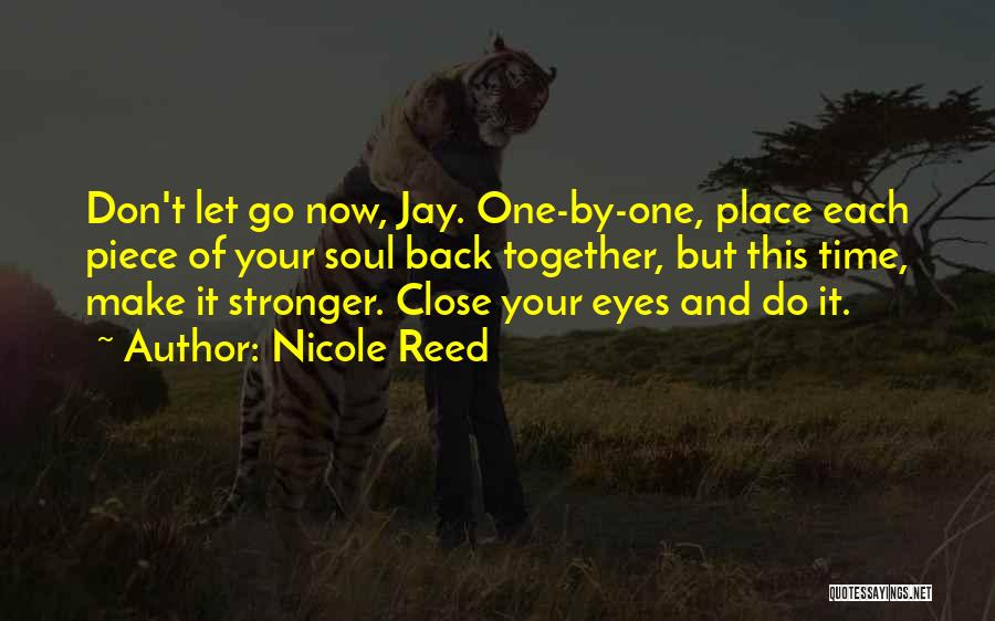 Nicole Reed Quotes: Don't Let Go Now, Jay. One-by-one, Place Each Piece Of Your Soul Back Together, But This Time, Make It Stronger.