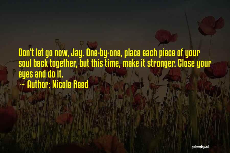 Nicole Reed Quotes: Don't Let Go Now, Jay. One-by-one, Place Each Piece Of Your Soul Back Together, But This Time, Make It Stronger.