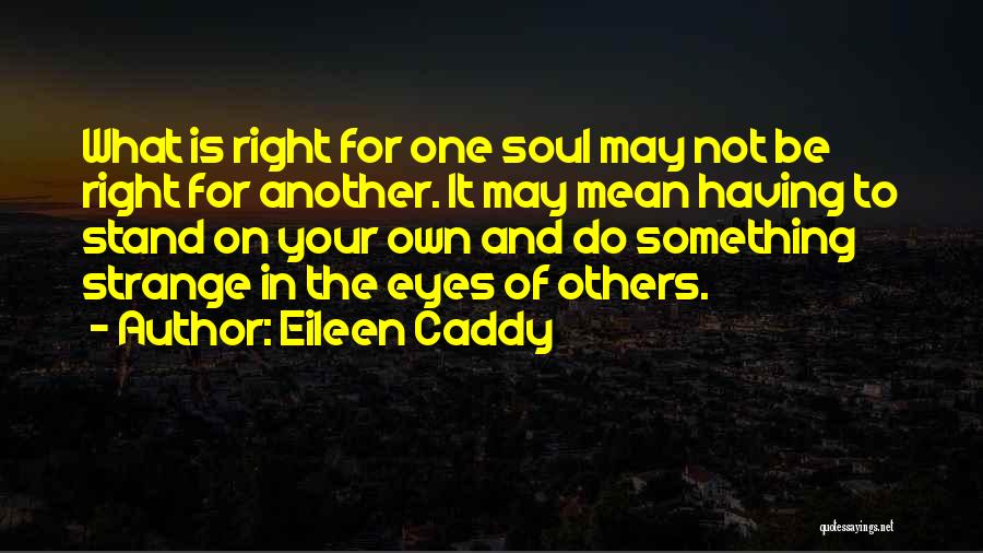 Eileen Caddy Quotes: What Is Right For One Soul May Not Be Right For Another. It May Mean Having To Stand On Your