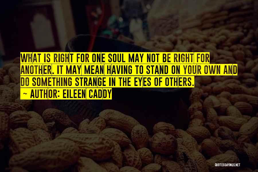 Eileen Caddy Quotes: What Is Right For One Soul May Not Be Right For Another. It May Mean Having To Stand On Your