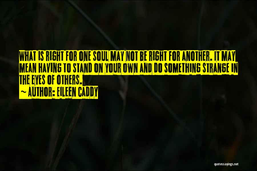 Eileen Caddy Quotes: What Is Right For One Soul May Not Be Right For Another. It May Mean Having To Stand On Your
