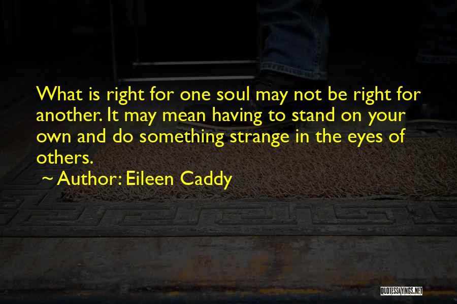 Eileen Caddy Quotes: What Is Right For One Soul May Not Be Right For Another. It May Mean Having To Stand On Your