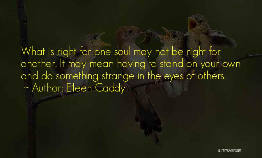 Eileen Caddy Quotes: What Is Right For One Soul May Not Be Right For Another. It May Mean Having To Stand On Your
