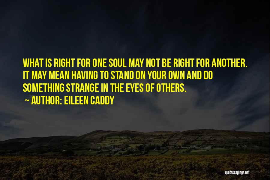 Eileen Caddy Quotes: What Is Right For One Soul May Not Be Right For Another. It May Mean Having To Stand On Your