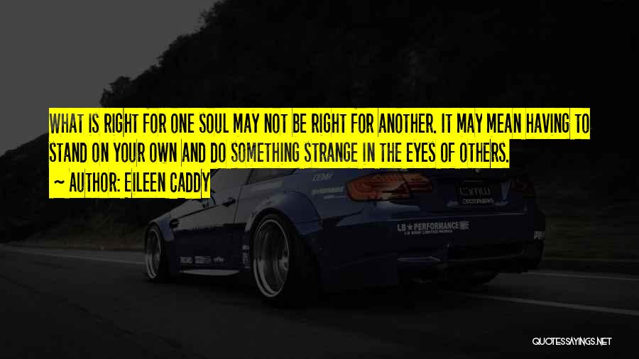 Eileen Caddy Quotes: What Is Right For One Soul May Not Be Right For Another. It May Mean Having To Stand On Your