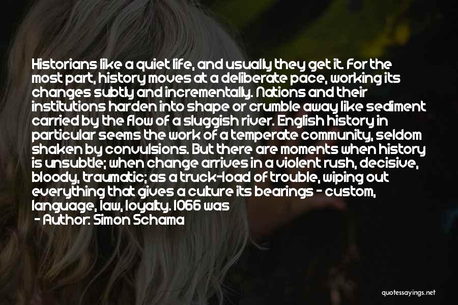 Simon Schama Quotes: Historians Like A Quiet Life, And Usually They Get It. For The Most Part, History Moves At A Deliberate Pace,