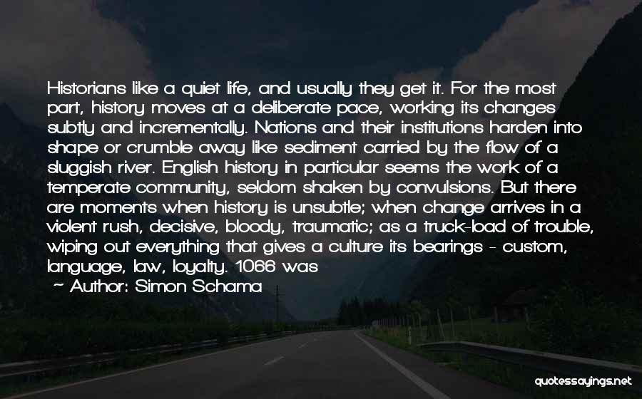 Simon Schama Quotes: Historians Like A Quiet Life, And Usually They Get It. For The Most Part, History Moves At A Deliberate Pace,