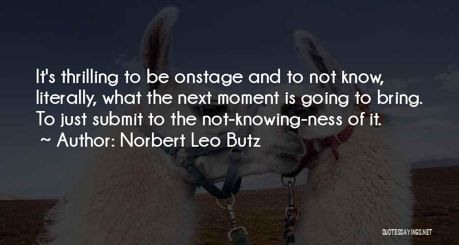 Norbert Leo Butz Quotes: It's Thrilling To Be Onstage And To Not Know, Literally, What The Next Moment Is Going To Bring. To Just