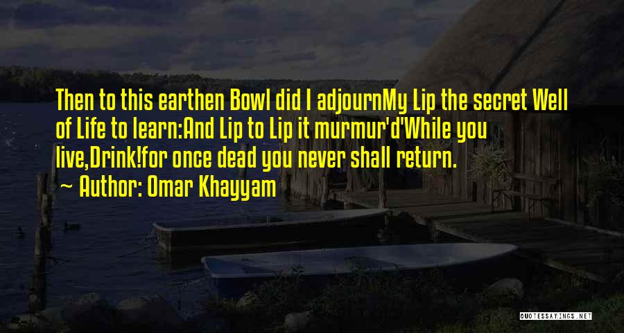 Omar Khayyam Quotes: Then To This Earthen Bowl Did I Adjournmy Lip The Secret Well Of Life To Learn:and Lip To Lip It