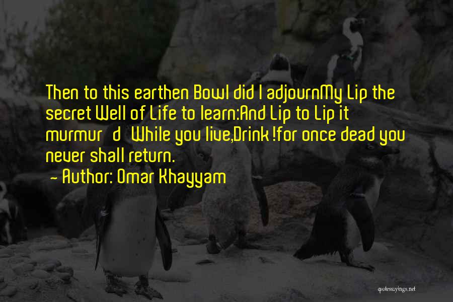 Omar Khayyam Quotes: Then To This Earthen Bowl Did I Adjournmy Lip The Secret Well Of Life To Learn:and Lip To Lip It