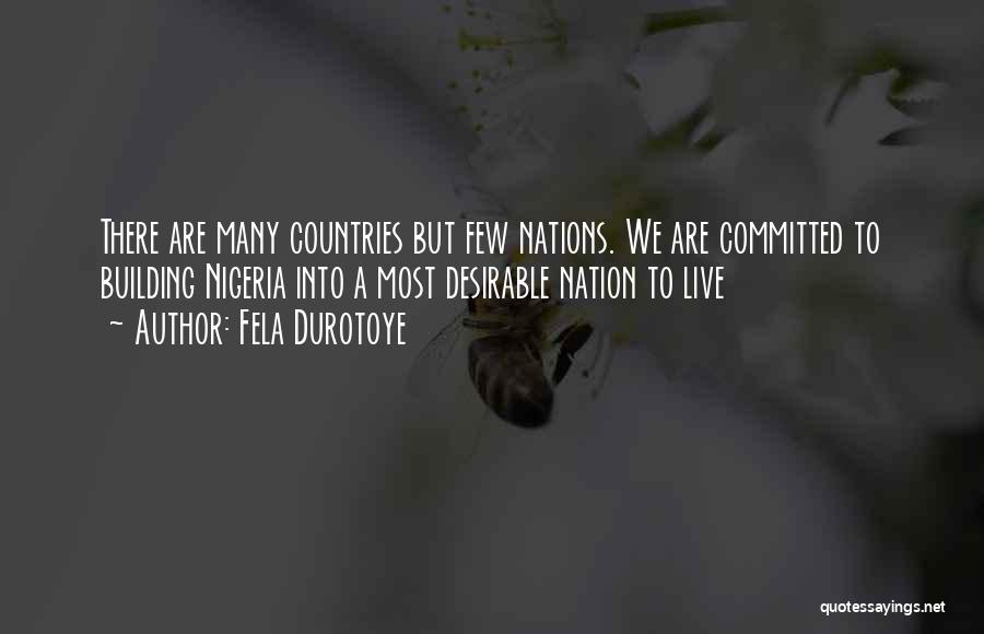 Fela Durotoye Quotes: There Are Many Countries But Few Nations. We Are Committed To Building Nigeria Into A Most Desirable Nation To Live