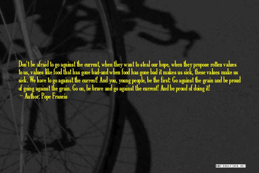 Pope Francis Quotes: Don't Be Afraid To Go Against The Current, When They Want To Steal Our Hope, When They Propose Rotten Values