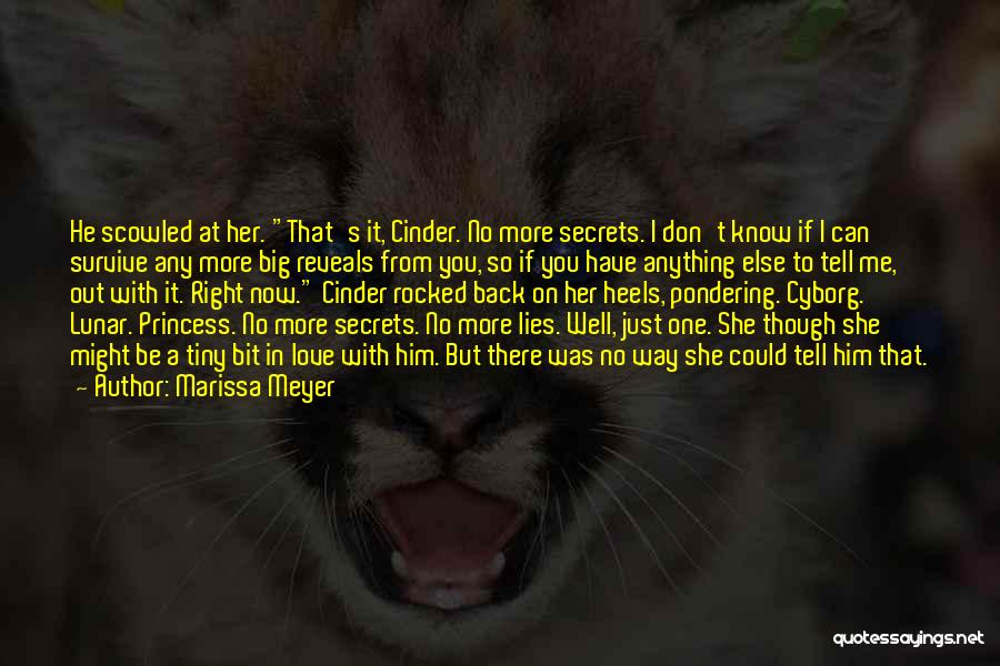 Marissa Meyer Quotes: He Scowled At Her. That's It, Cinder. No More Secrets. I Don't Know If I Can Survive Any More Big